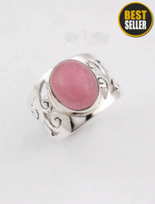 Natural Pink Jade Top Quality Gemstone Ring Cabochon Opaque Stone Boho Ring 925-Sterling Silver Ring,Ring Finger Ring