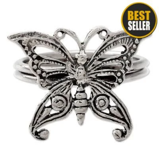 Butterfly Shape Ring 925-Sterling Solid Silver Ring Antique Silver Ring Handcrafted Boho Ring Gift For Her
