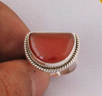 Moon Red Onyx Gemstone Ring Wedding Ring 925-Antique Silver Ring Middle Finger Ring Sterling Solid Silver Ring Boho Ring Gift For Him