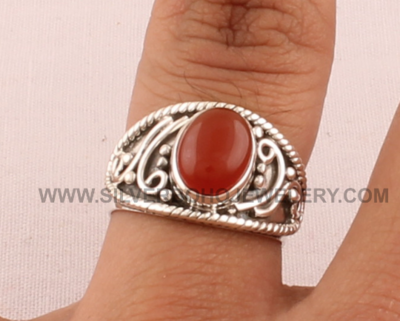 Natural Red Onyx Top Quality Oval Gemstone Rings, Sterling Silver Stacking Ring, Engagement, Statement Rings, Handmade Jewelry, Gift For Her