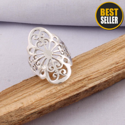 Middle Finger Ring 925-Sterling Silver Ring, Antique Silver Ring, Handcrafted Boho Ring, Wedding Ring, Plain Silver Ring Gift For Her