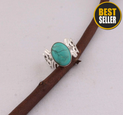 Turquoise Ring, 925 Solid Sterling Silver Ring For Women, Blue Oval Handmade AAA+ Top Quality Gemstone, Engagement Ring, Sister Gift