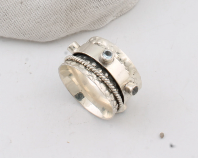 Spinner Ring, Silver Jewelry,Meditation Ring, Spinning Ring,Thumb Ring, Two Tone Ring, 925 Sterling Silver Ring,Handmade Jewelry Christmas