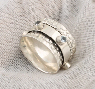 Spinner Ring, Silver Jewelry,Meditation Ring, Spinning Ring,Thumb Ring, Two Tone Ring, 925 Sterling Silver Ring,Handmade Jewelry Christmas