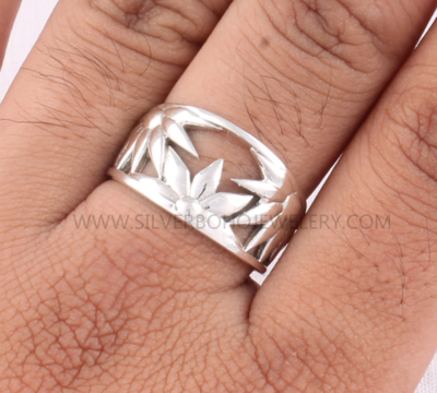 Floral Stacking Ring 925 Sterling Silver Flower Ring Band - Silver Flower Ring - Designer Handmade Women Solid Silver Band Ring For Gift