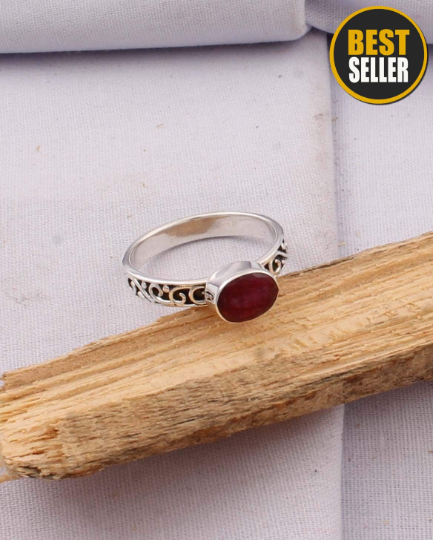 Ruby Top Quality Gemstone Ring 925-Sterling Silver Ring,Antique Silver Ring,Engagement Ring,Middle Finger Ring Gift For Her
