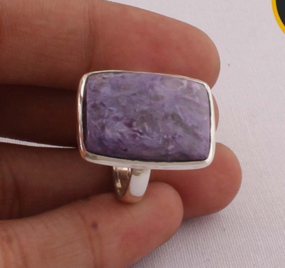 Amazing Beautiful Charoite Top Gemstone Ring 925-Sterling Silver Ring,Middle Finger Ring,Antique Silver Ring Engagement Ring Gift For Her