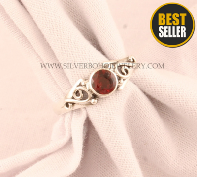 Red Garnet Solid 925 Sterling Silver Ring For Wedding - Designer Handmade Bohemian Silver Oval Red Garnet Bridesmaid Ring - Gift For Women