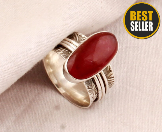 925 Sterling Silver Ruby Jade Spinner Ring - Hand Carved Oval Shape Gemstone Spinner Ring - Handmade Jewelry - Women Jewelry - Gift For Her