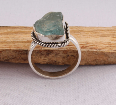 Aquamarine Rough Gemstone Ring 925-Antique Silver Ring,Middle Finger Ring,Sterling Silver Ring Rough Ring One-Of-Kind