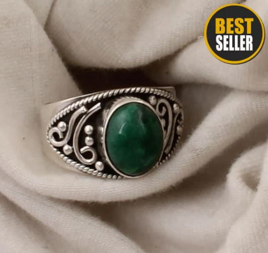 Beautiful Real Green Jade Gemstone Ring, Solid 925 Sterling Silver, Ring For Women, Oval AAA+Quality, Engagement, Unique, Antique, Mom Gifts