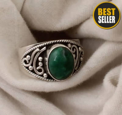 Beautiful Real Green Jade Gemstone Ring, Solid 925 Sterling Silver, Ring For Women, Oval AAA+Quality, Engagement, Unique, Antique, Mom Gifts