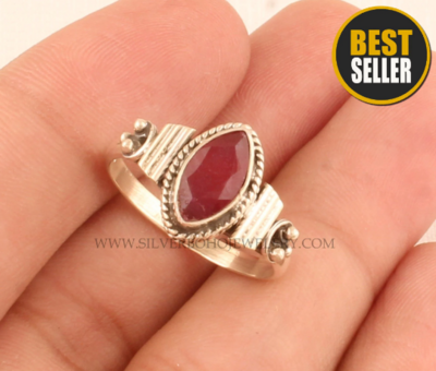 Natural Red Jade Marquise Gemstone Silver Ring - 925 Sterling Solid Silver Ring - Designer Handmade Wedding Silver Jewelry - Gift For Her