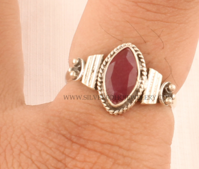 Natural Red Jade Marquise Gemstone Silver Ring - 925 Sterling Solid Silver Ring - Designer Handmade Wedding Silver Jewelry - Gift For Her
