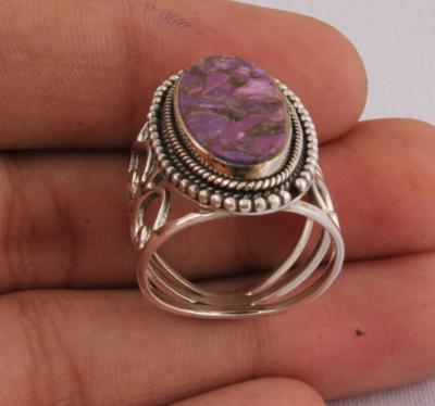 Composite Turquoise Top Quality Gemstone Ring 925-Antique Silver Ring Middle Finger Ring Sterling Silver Ring Gift For Her BOHO SILVER