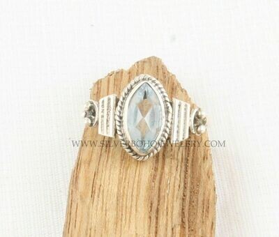 Natural Blue Topaz Marquise Cut Solid 925 Sterling Silver Ring Gifts For Women