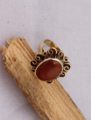 Amazing Red Jade Top Quality Gemstone Ring, Boho Oval Ring, Yellow Brass Ring, Middle Finger Ring, Wedding Ring One OF Kind, Fashion Item Ring