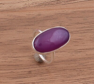 Purple Jade Oval Gemstone Solid 925 Sterling Silver Ring For Women - Handmade Jade Silver Simple Ring For Wedding Gifts Her - Purple Stone Ring