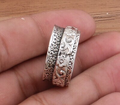 Flower Spinner Ring 925-Sterling Solid Silver Ring, Band Ring, Engagement Ring, Designer Band Ring, Wedding Gifts Her, Finger Band Ring