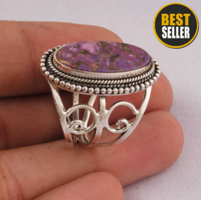 Composite Turquoise Top Quality Gemstone Ring 925-Antique Silver Ring,Middle Finger Ring,Sterling Silver Ring Gift For Her
