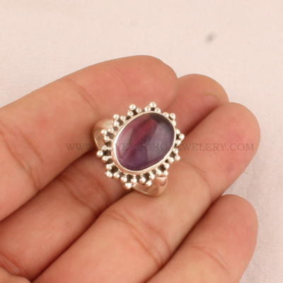 Top Quality Amethyst Gemstone Ring 925 Sterling Solid Silver Ring Purple Amethyst Ring Index Finger Ring Handmade Birthday Ring Gift Item