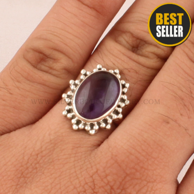 Top Quality Amethyst Gemstone Ring 925 Sterling Solid Silver Ring Purple Amethyst Ring Index Finger Ring Handmade Birthday Ring Gift Item