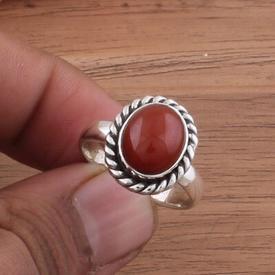 Red Onyx Ring - Solid 925 Sterling Silver Ring - Designer Ring - Weddings Oval Shape Ring - Handmade Ring For Women Gifts Her