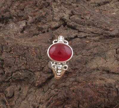 Red Jade Ring - Solid 925 Sterling Silver Ring - Designer Ring - Weddings Oval Shape Ring - Handmade Ring For Women Gifts Her