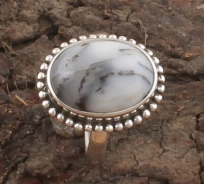 Dendrite Opal Ring - Solid 925 Sterling Silver Ring - Designer Ring - Engagement Oval Shape Ring - Handmade Ring For Women Gifts Idea
