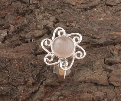 Rose Quartz Oval Gemstone Solid 925 Sterling Silver Ring For Women - Handmade Silver Leaves Designer Ring For Wedding Gifts Her- Quartz Stone Ring