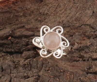 Rose Quartz Oval Gemstone Solid 925 Sterling Silver Ring For Women - Handmade Silver Leaves Designer Ring For Wedding Gifts Her- Quartz Stone Ring