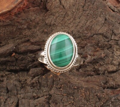 Natural Malachite Ring - Solid 925 Sterling Silver Ring - Designer Ring - Engagement Oval Shape Ring - Handmade Ring For Women Gifts Idea