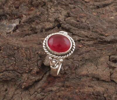 Red Jade Ring - Solid 925 Sterling Silver Ring - Designer Ring - Weddings Oval Shape Ring - Handmade Ring For Women Gifts Idea