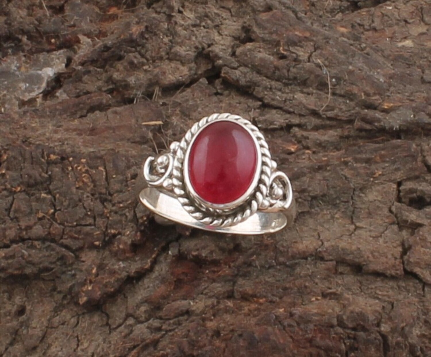Red Jade Ring - Solid 925 Sterling Silver Ring - Designer Ring - Weddings Oval Shape Ring - Handmade Ring For Women Gifts Idea