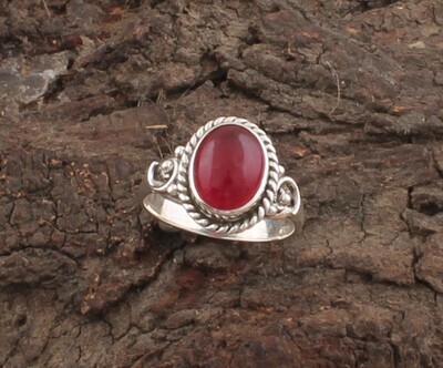 Red Jade Ring - Solid 925 Sterling Silver Ring - Designer Ring - Weddings Oval Shape Ring - Handmade Ring For Women Gifts Idea