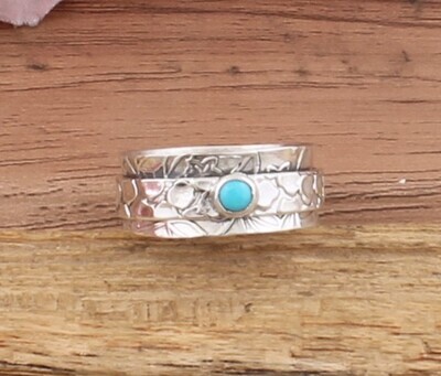 Sleeping Beauty Turquoise Spinner Ring 925 Sterling Solid Silver Ring, Band Round Shape Ring, Engagement Ring, Designer Band Ring, Wedding Gifts Idea, Finger Band Ring