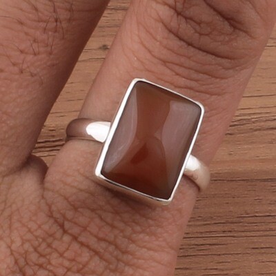 Red Onyx Ring - Solid 925 Sterling Silver Ring - Simple Ring - Weddings Rectangle Ring - Handmade Ring For Women Gifts Idea