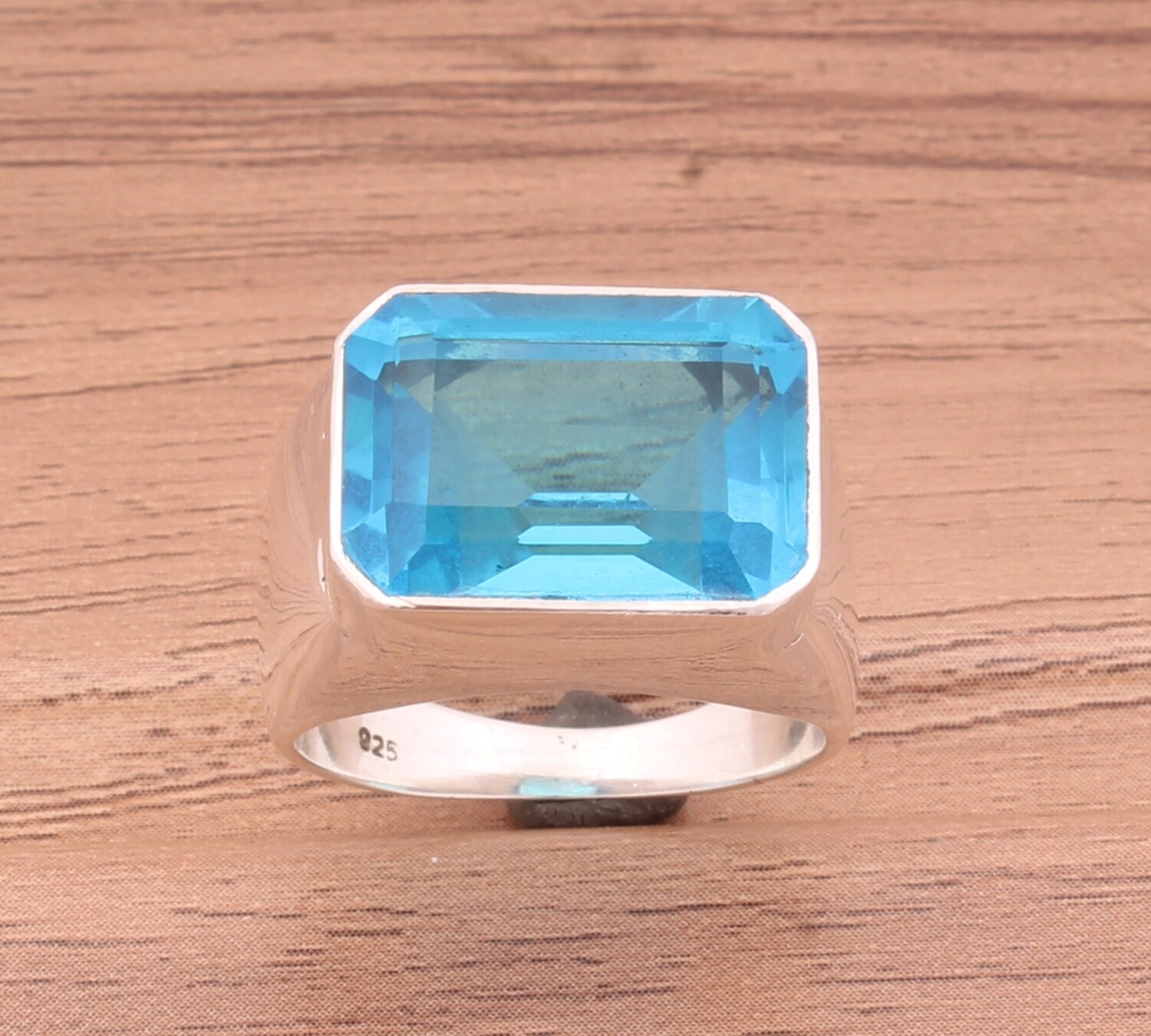 London Blue Topaz Ring 925-Sterling Solid Silver Ring, Engagement Ring, Designer Rectangle Shape Ring, Wedding Gifts Idea,