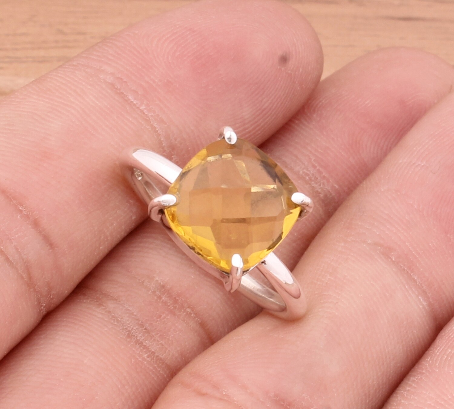 Natural Citrine Ring 925-Sterling Solid Silver Ring, Engagement Ring, Designer Prong Set Ring, Wedding Gifts Her,