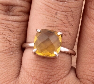 Natural Citrine Ring 925-Sterling Solid Silver Ring, Engagement Ring, Designer Prong Set Ring, Wedding Gifts Her,
