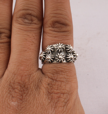 925 Sterling Silver Ring, Middle Finger Ring, Silver Ring For Women, Antique Silver Ring, Star Ring,Flower Designer Ring Gift For Sister