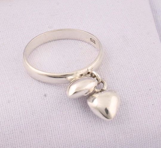 Girls Ring Finger Ring 925-Antique Silver Ring,Sterling Silver Ring,Couple Gift Item Ring,Two Heard Ring Gift For Girls
