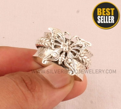 ButterFly Solid 925 Sterling Silver Spinner Ring