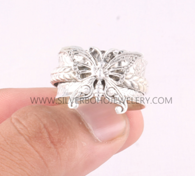 ButterFly Solid 925 Sterling Silver Spinner Ring