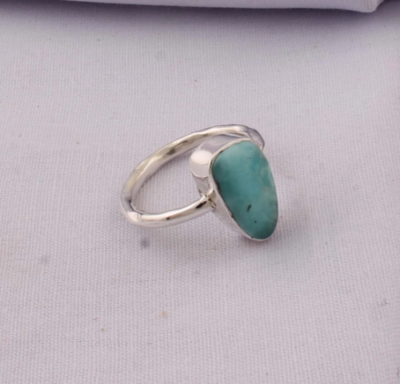 Natural Amazing Larimar AAA+Quality Gemstone Ring Cabochon Stone Boho Ring,925-Antique Silver Ring,Engagement Ring,Middle Finger Ring