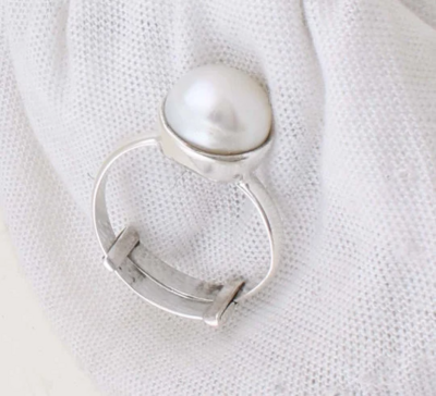 Freshwater Pearl Ring,Antique Silver Ring,Sterling Silver Ring,Engagement Ring,Fortune Ring Gift For Her Valentine BOHO SILVER
