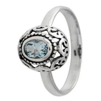 Natural Blue Topaz AAA+Quality Gemstone Ring,Handcrafted Boho Ring,Engagement Ring,Sterling Silver Ring,Middle Finger Ring