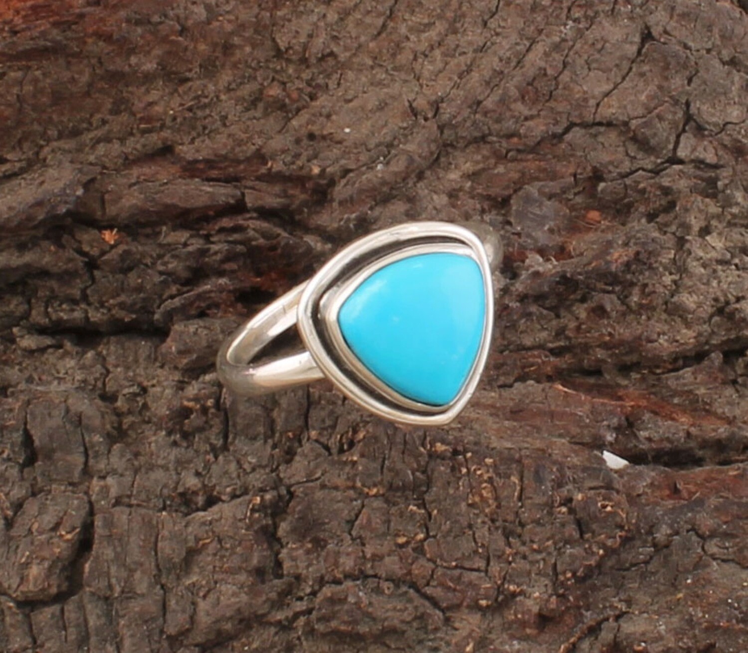 Trillion Sleeping Beauty Turquoise 925 Sterling Solid Silver Ring, Engagement Ring, Simple Jewelry, Women Wedding Gifts For Her