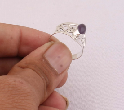 Natural Amazing Amethyst Top Quality Gemstone Ring Cabochon Stone Ring 925 Sterling Silver Ring,Antique Silver Ring,Index Finger Ring