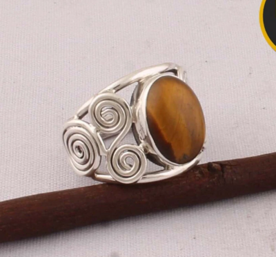 Tiger-Eye Top Quality Gemstone Ring Top Rare Stone Ring 925-Sterling Silver Ring, Antique Silver Ring, Index Finger Ring
